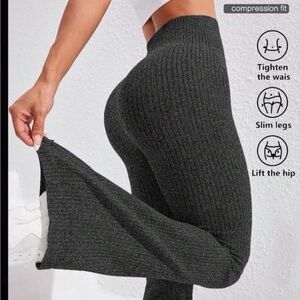 Tik Tok High-Waisted Ribbed Flare Leggings